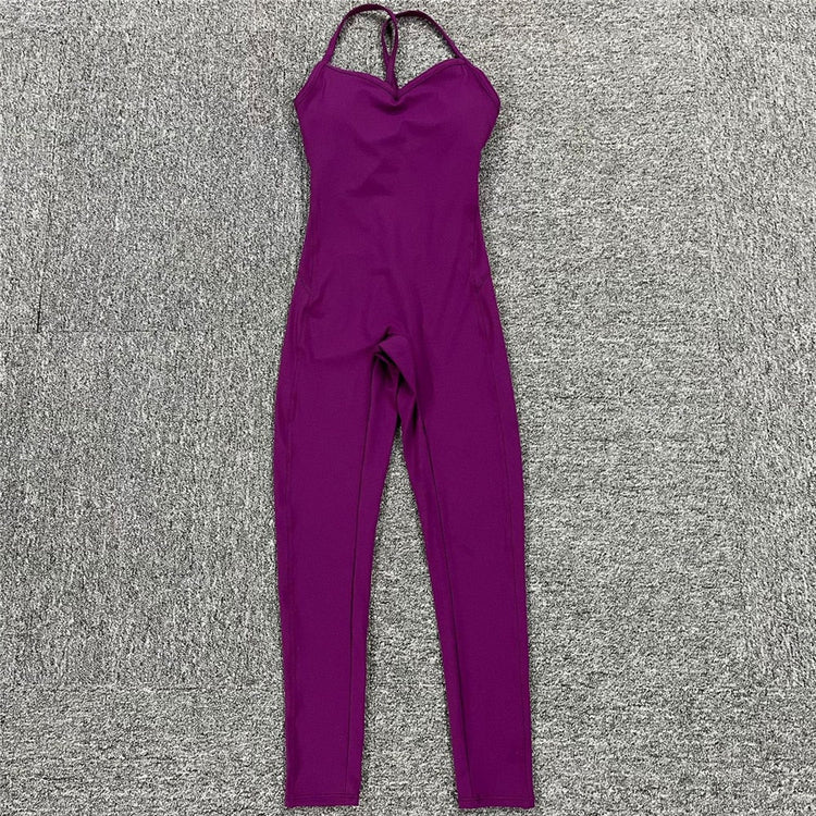 Backless Sports Lycra Fitness Overalls_3