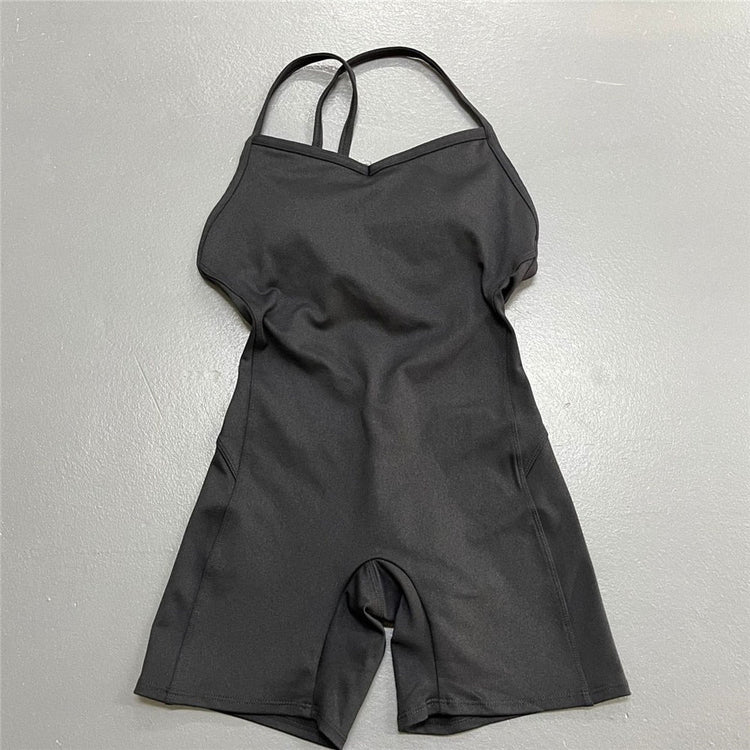 Backless Sports  Fitness Overalls One Piece  Shorts Women Sportwear_10