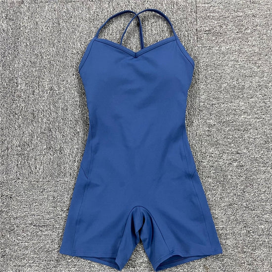 Backless Sports  Fitness Overalls One Piece  Shorts Women Sportwear_6