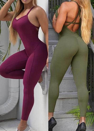 Backless Sports Lycra Fitness Overalls_10