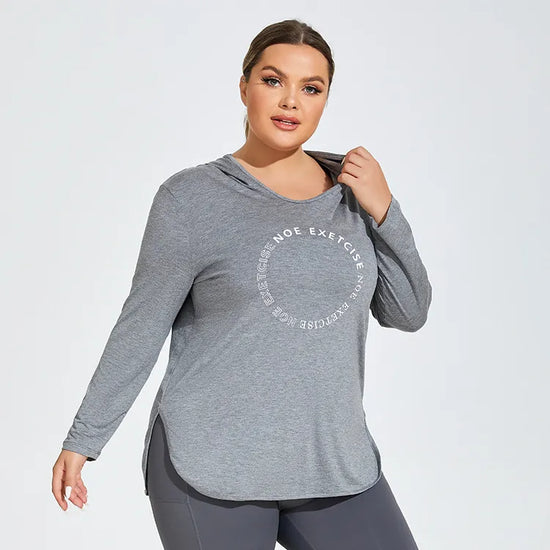 CurveStyle Plus Size Printed Yoga Hooded Top_2
